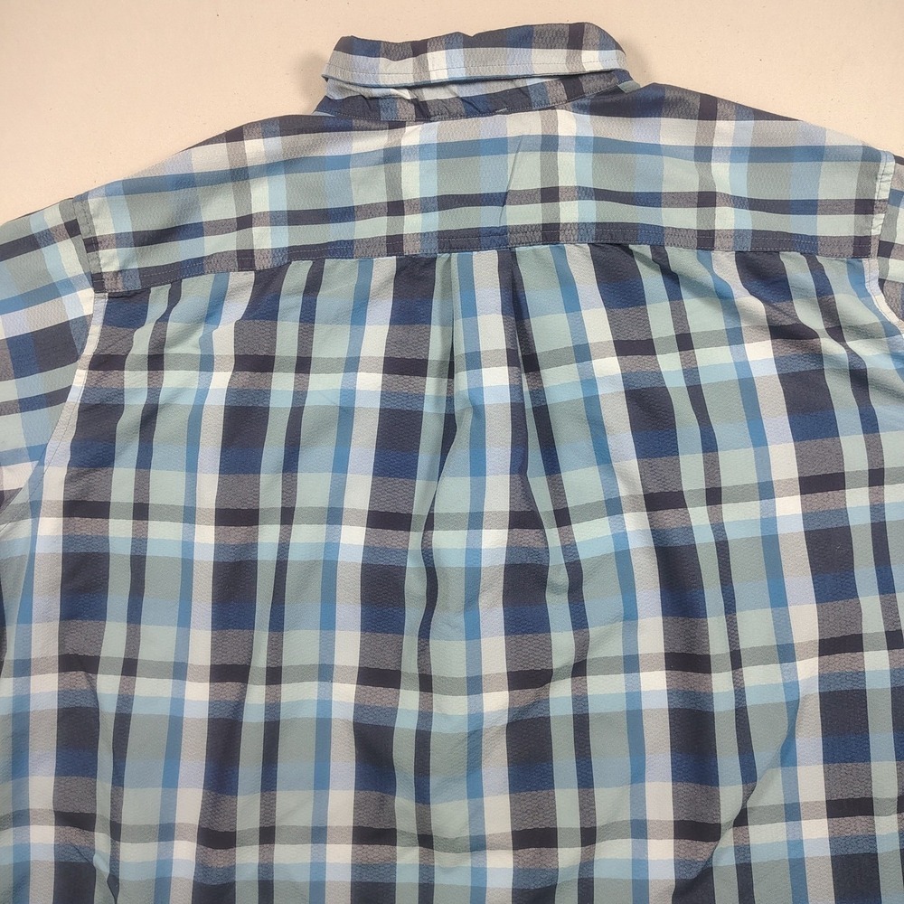 Eddie Bauer Shirt Mens 2XL Blue Classic Fit Plaid Nylon Blend Short Sleeve - Picture 4 of 12